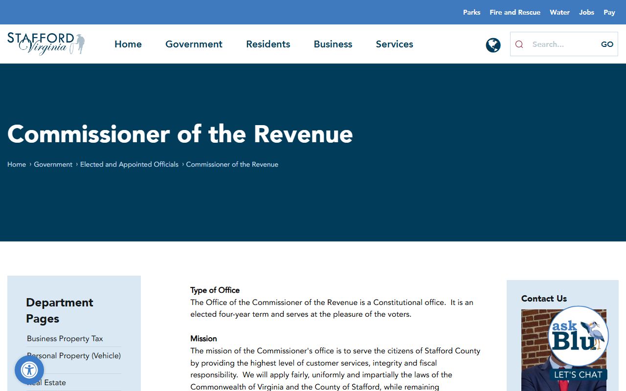 stafford county property records commissioner of revenue chief assessing office