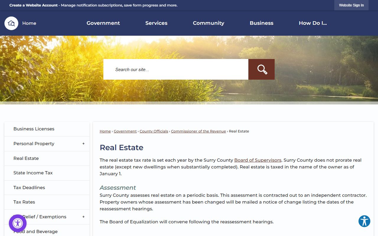 surry county property records real estate tax rate and assessment process