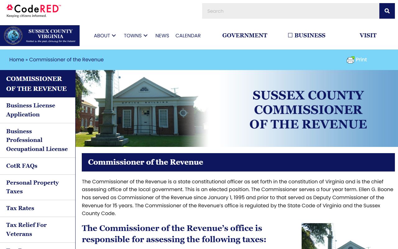 sussex county property records commissioner of revenue department page