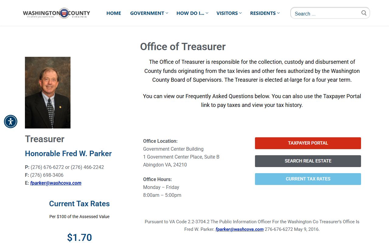 washington county property records treasurer tax payment office